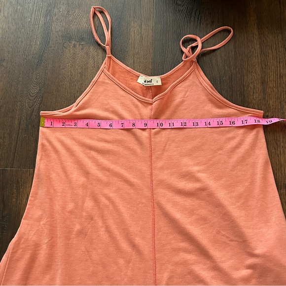 Three Bird Nest Coral Maxi Dress Large Sleeveless Spaghetti Strap Pocket Soft - Picture 6 of 7
